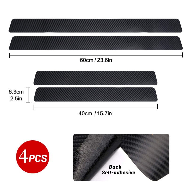 LANZMYAN Car Door Sill Protector,3D Carbon Fiber Anti-Scratch Cover Strips,Universal Scuff Protective Door Threshold Edge Guard Vinyl Sticker for Car Truck SUV(4PCS) - Image 3